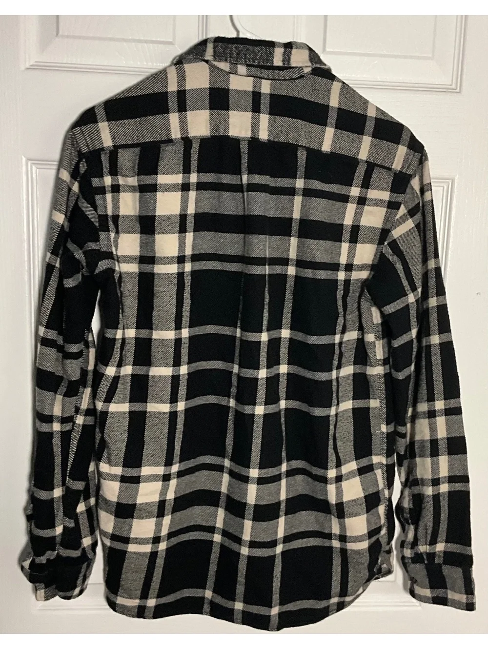 H&M Black and White Plaid Button-Up Shirt, Size S